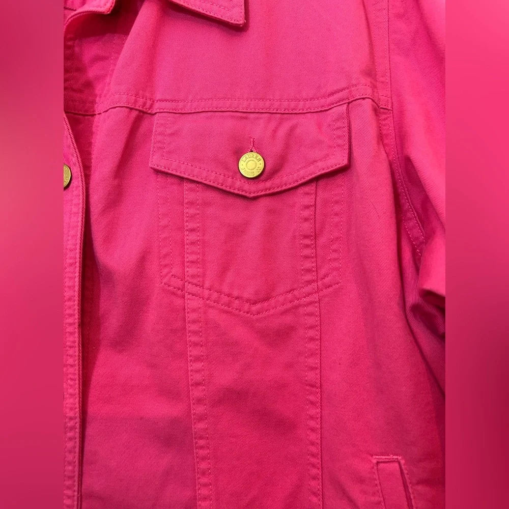 Lauren Jeans Co Ralph Lauren Pink Denim Jacket 2X Plus Size Cotton - Picture 5 of 7